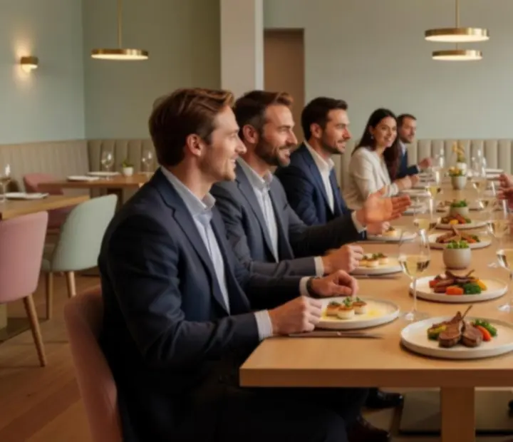 Kolacja biznesowa w eleganckim wnętrzu restauracji Velonovarix
