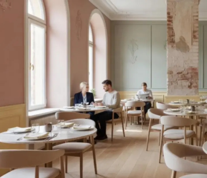 Jasna sala restauracji Velonovarix przygotowana na elegancką kolację