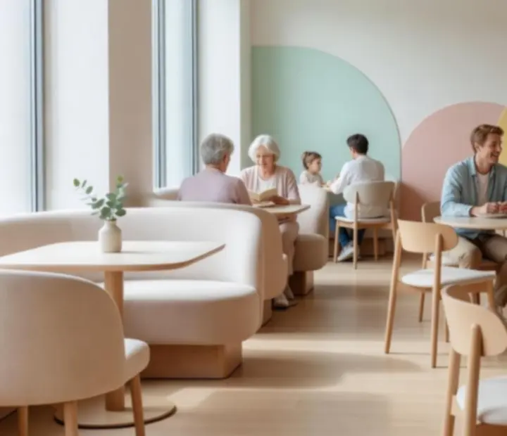 Jasne, kameralne wnętrze restauracji Velonovarix